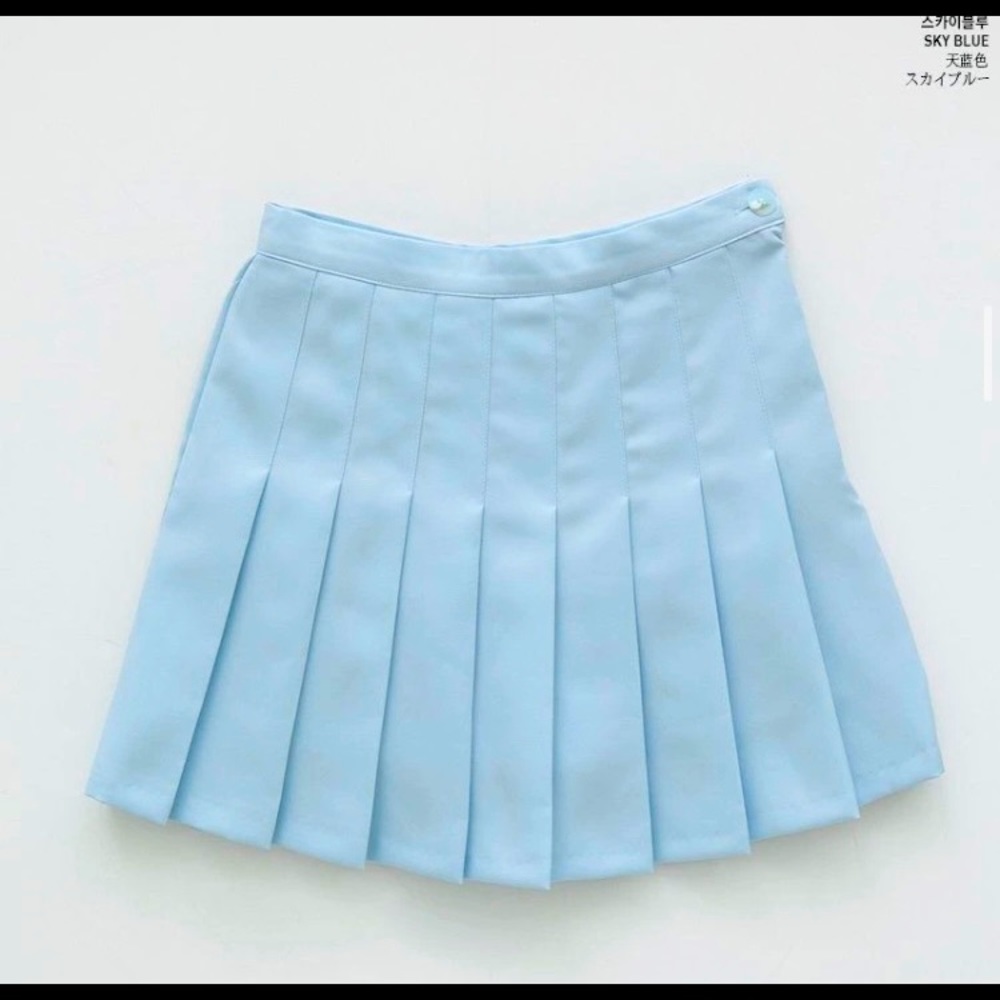 NEW Korea icecream12 Baby Blue Pleated Mini Skirt